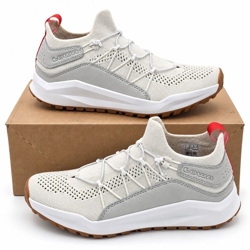 LOWA Kaloya Knit WS Women's 9.5 White Gray Bungee Lace Outdoor & Travel Sneakers